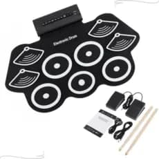 Bateria Eletrônica Portátil 9 Pads com Pedais Baquetas USB e MIDI