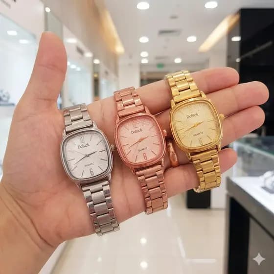 Relógio Feminino Quadrado Relógio Vintage Relógio Feminino Vintag Edição Especial Dourado Prata Rose