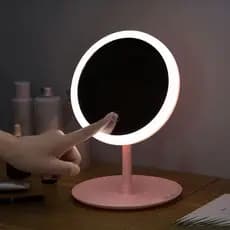 Espelho Para Maquiagem Mesa Inteligente Com Luz De Claro Led Portátil Redondo Ajustável Decorativo