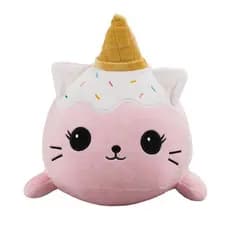 Gato Rosa Casquinha Sorvete 21x22cm - Pelúcia