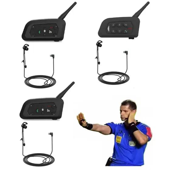 Kit 3x Comunicador Arbitragem Fone Arbitro Futebol Falam Ao Mesmo Tempo Juiz Bandeirinha Braçadeira