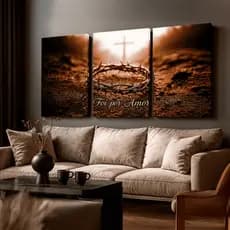 Quadros Decorativos Foi Por Amor Laranja Coroa Cruz 120x60