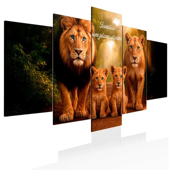 Quadro Decorativo Família Projeto De Deus Leões 115x60
