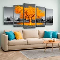 Quadro Decorativo Ype Amarelo Tinta Escorrendo Sala 115x60