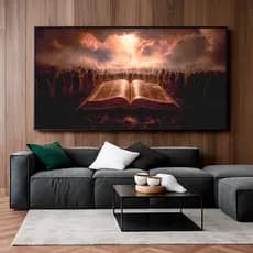 Quadro Decorativo 80x110cm Bíblia Religioso Igreja Parede Hall Luxo Sala Quarto Escritório MDF