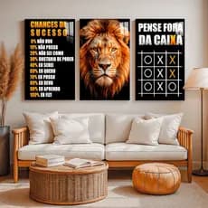 Quadros Decorativos Foco Chance De Sucesso Leão Escritório