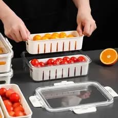 Cesto Organizador comTampa  para Frutas, Legumes e Verduras  Escorredor salada conzinha