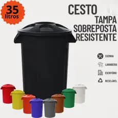 Lixeira De Pedal Com Tampa 35 Litros Resistente Preto Para Cozinha Escritório baude