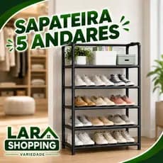Estante Organizadora Multiuso 5 Prateleiras Preta Resistente Moderna Espaçosa