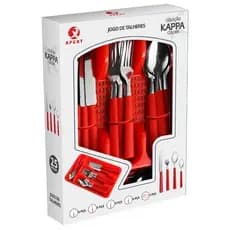 Conjunto Talheres 25 Peças Alta Qualidade Vermelho Design Moderno Resistente kite colher garfo faca
