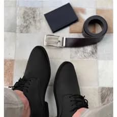 Sapato Social Masculino Brogue Oxford Sport Fino + Kit Cinto e Carteira COURO