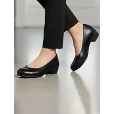 Sapato Feminino Social Ortopédico Militar Ultraconforto Salto Baixo Preto Antiderrapante