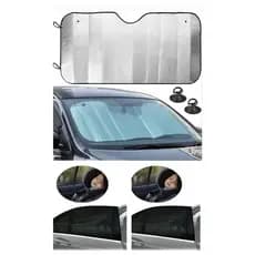 Kit protetor de painel 1 unidade quebra sol e 2 cortinas para janela de carro criança