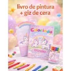 Kit 10 Livros de Pintura + Giz de Cera Personalizado Infantil |   Lembrancinha Festa Infantil QUALQUER TEMA