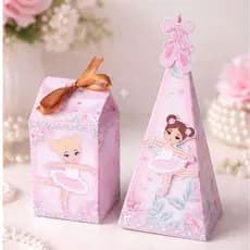 Caixa Milk e Pirâmide Personalizada 30 itens | Tema Bailarina ou Qualquer Tema - Lembracinha Infantil
