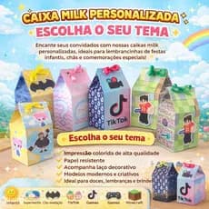 Kit Caixa Milk Festa Personalizados Lembrancinha 10/20/30 Unidades - Papelaria e decoração