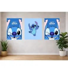 Kit 3 Quadros Decorativos Infantis – Moana, Stitch, Capivara e Frozen | Decoração para Quarto Infantil