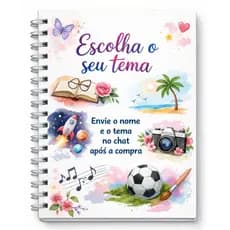 Agenda Personalizada com nome Capa Dura - Adulto ou Infantil, Arame Duplo com Elástico - Organização