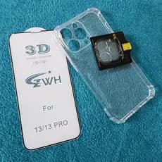 Kit Para Iphone 13 Pro Blindado Capa anti impacto + Película da tela 3D + Película da Câmera