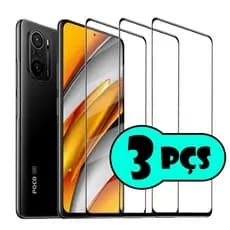 Kit com 3 películas de vidro 3D para tela de celular Xiaomi Poco F3