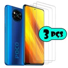 3 Películas de vidro para Tela de celular Xiaomi Poco X3