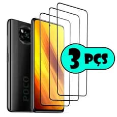 3 Películas de vidro Full Cover 3D da tela de Xiaomi Poco X3