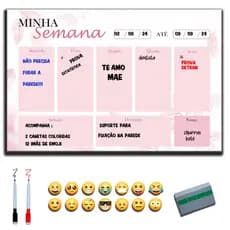 Quadro Lousa Planejador Mensal / Planejamento Semanal Planner 40x60 metal - Quadro Branco Agenda