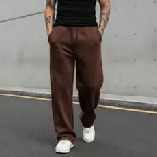 Calça Moletom Wide Leg Masculina Para O Inverno Sem Estampa Perna Larga Confortável Estilosa Algodão