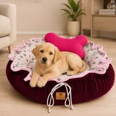 Cama Pet Redonda Ajustável PARIS G com Almofada - Conforto e Estilo Dupla Face