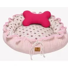 Cama Pet Redonda Ajustável PARIS com Almofada de Brinde - Conforto e Estilo Dupla Face