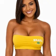 Top Feminino Amarelo do Brasil Top Faixa tomara que caia Brasil academia corrida e casual