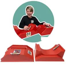 2 Pista de Skate Dedo com 2 skates Rampa Half Corrimão Escada Glasslite Ar Livre Vermelho