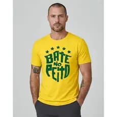 CAMISETA MODAL BÁSICA BRASIL TECNOLÓGICA TORCEDOR BATE NO PEITO BURG