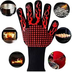Luva Térmica Churrasco Alta Temperatura Resistente 600 Chama Fogo Cortes