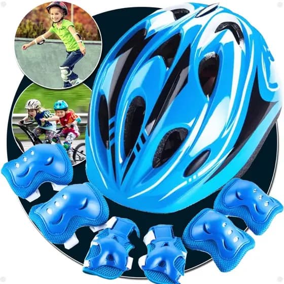 Kit Proteção Infantil Lcrkids Capacete Cotoveleira Joelheira Pulsos Reforçado Ajustável Profissional