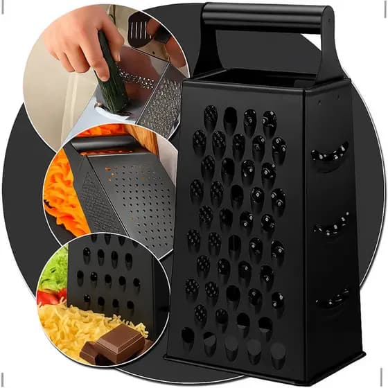 Ralador 4 Faces 100% Aço Inox Dourado Preto Luxo Resistente Cozinha Verduras Fácil de Usar