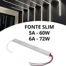 Fonte Slim Driver Para Perfil Fita De Led 12v 5A/6a 60w/72w 10018