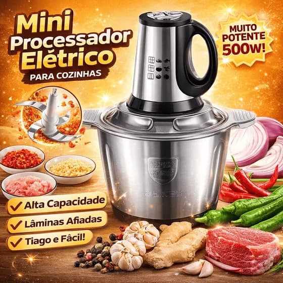 Picador De Alimentos Moedor Elétrico Triturador Potente Carne Legumes Temperos Inox 110v/220V