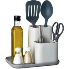 Suporte de Bancada Organizador Plástico Multifuncional para Utensílio Colher Organização Armazenamento