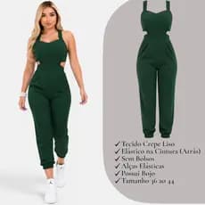 Macacão Feminino Longo Elegante Macacao Jogger Costa Nua P M G