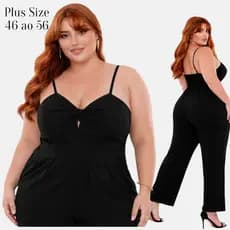 Macacão Plus Size Feminino Social Macacão Pantacur Feminino Decote com Laço Tamanhos Grandes Elástico
