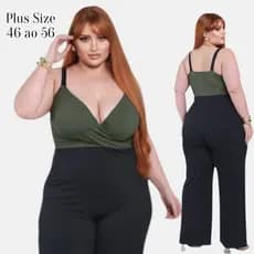 Macacão Plus Size Feminino Longo Macacão Pantalona Feminino Macacão Elegante Festa Macacão Comprido Feminino