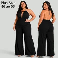 Macacão Plus Size Feminino Longo Macacão Longo Feminino Elegante Macacão Costa Nua Macacão Alfaiataria Feminino Macacao