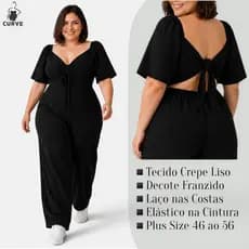 Macacão Longo Plus Size Feminino Macacao Pantalona Macacão Costa Nua Macacão Feminino Elegante Macacão Feminino com Bojo
