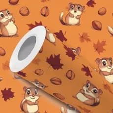 Papel de Parede Adesivo Resistente Laranja Esquilos Nozes Fácil Aplicação
