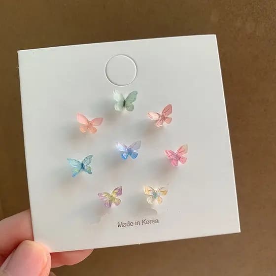 【 925 Prata Needles 】 Fashionable Conjunto De Brincos Tridimensionais De Borboleta Fêmea Com De Pinos Pequenos E Elegantes Antialérgicos Interessantes