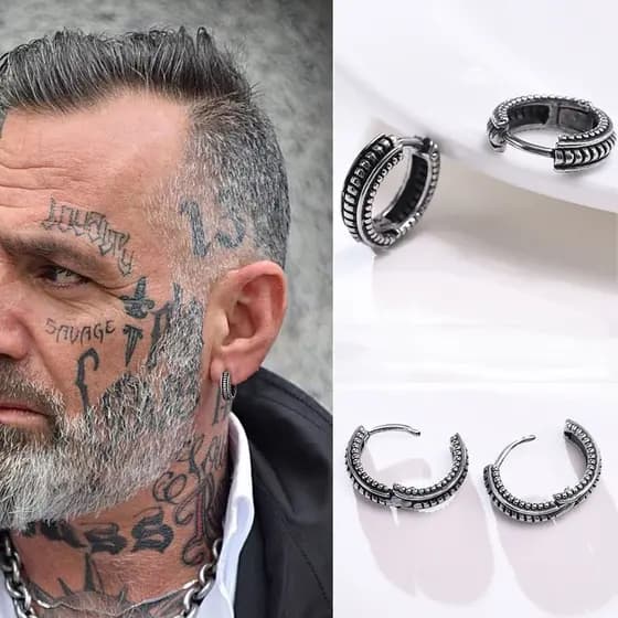 Brincos Pequenos Abraços De Argola , Grossa Viking , Brinco De Argolas Masculinas , Jóias Retro Em Forma De Círculo Redondo Para Homens De Aço Titânio