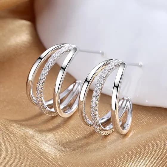 [S925 Agulha De Prata] Brincos De Garras Com Pedra De Cristal AAA Design Moderno Moda Elegante Acessórios Versáteis Jóias Femininas geométrico trio de brincos prata 925 brinco antialérgico feminino brinco elegante