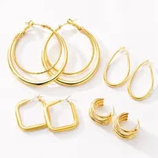 Brincos femininos europeus americanos Multi-camada anel elegante brincos na moda simples único círculo simples geométric