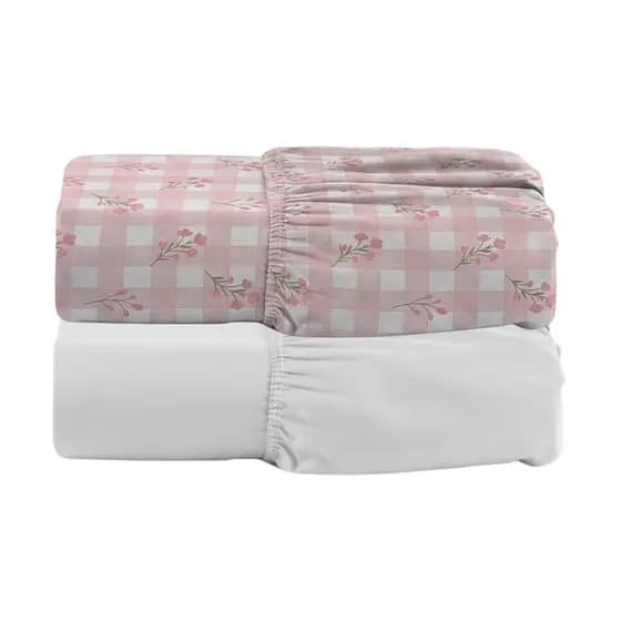 Kit 2 Lençol Berço Desmontável Portátil Chiqueirinho Estampado/Liso Elástico Avulso 400 Fios